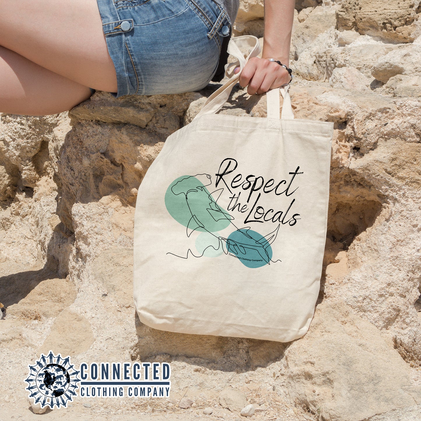 Respect The Locals Hammerhead Shark Tote Bag - sweetsherriloudesigns - 10% of proceeds donated to shark conservation