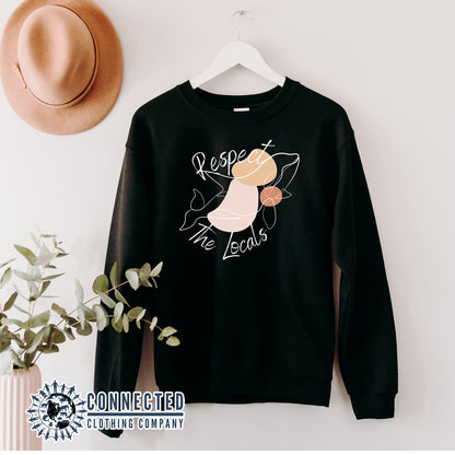 Hanging Black Respect The Locals Orca Unisex Crewneck Sweatshirt - sweetsherriloudesigns - Ethically and Sustainably Made - 10% of profits donated to ocean conservation