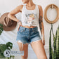 Model Wearing White Respect The Locals Orca Women's Tank Top - sweetsherriloudesigns - Ethically and Sustainably Made - 10% of profits donated to Wild Orca killer whale conservation