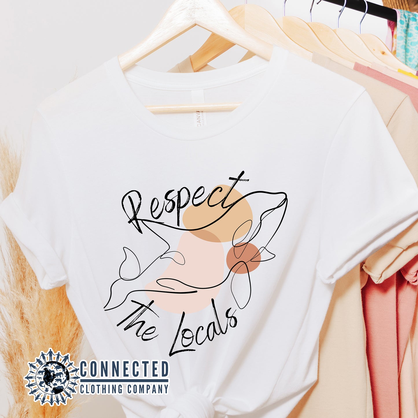  White Respect The Locals Orca Unisex Short-Sleeve Tee - sweetsherriloudesigns - Ethically and Sustainably Made - 10% of profits donated to orca conservation