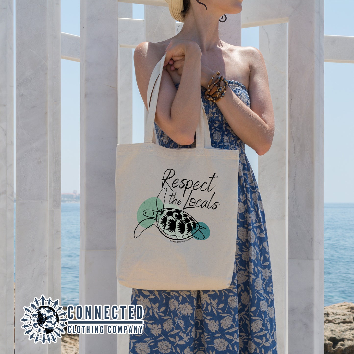 Respect The Locals Sea Turtle Tote Bag - sweetsherriloudesigns - 10% of proceeds donated to sea turtle conservation