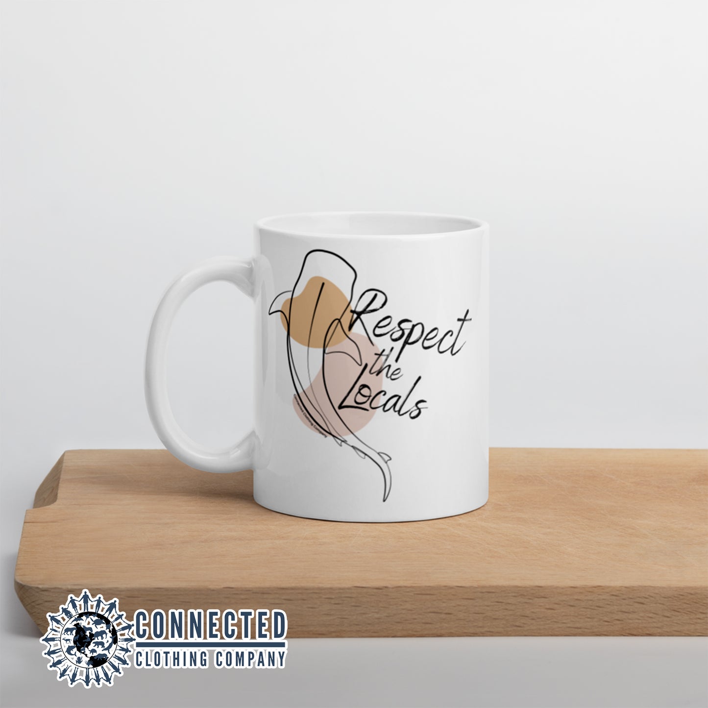 White Respect The Locals Whale Shark Classic Mug - sweetsherriloudesigns - Ethically and Sustainably Made - 10% of profits donated to shark conservation and ocean conservation