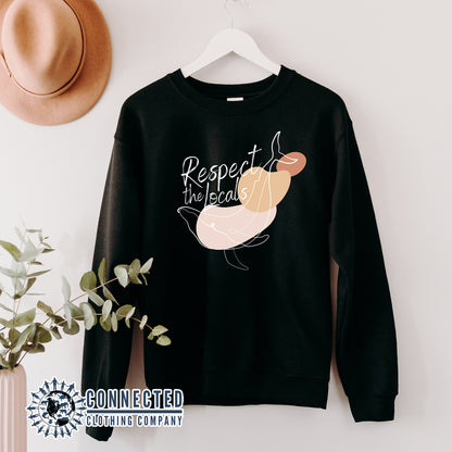 Black Respect The Locals Whale Unisex Crewneck Sweatshirt - sweetsherriloudesigns - Ethically and Sustainably Made - 10% of profits donated to ocean conservation