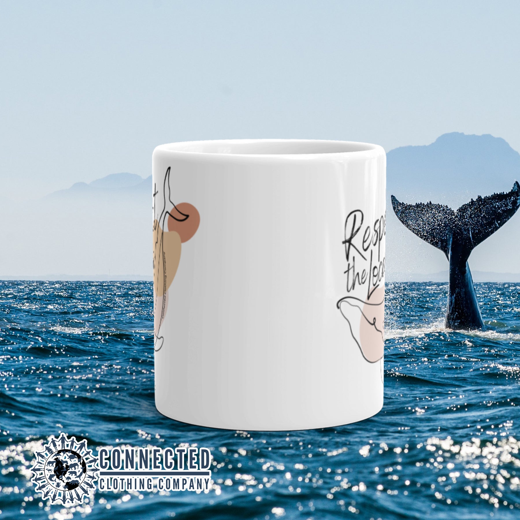 White Respect The Locals Whale Classic Mug - sweetsherriloudesigns - Ethically and Sustainably Made - 10% of profits donated to ocean conservation