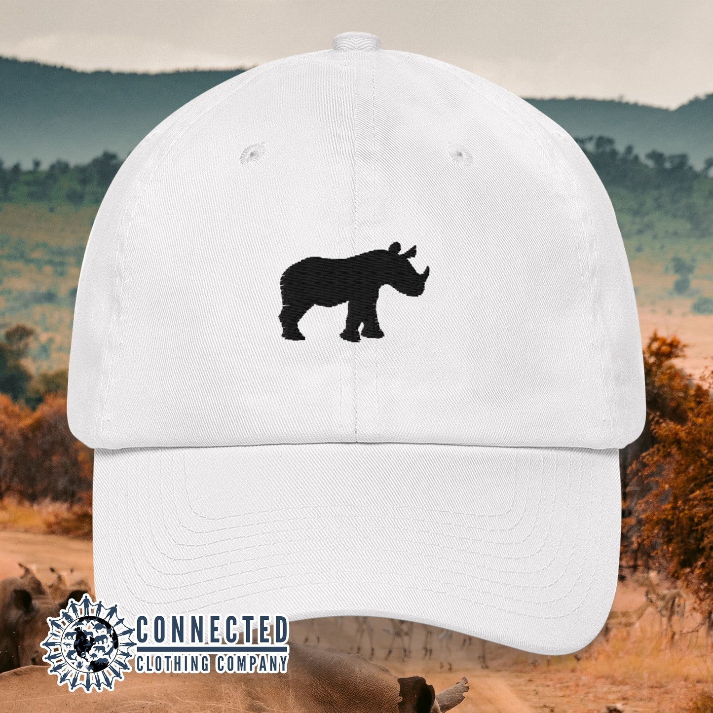 White Rhino Cotton Cap - sweetsherriloudesigns - 10% of profits donated to Save The Rhino conservation