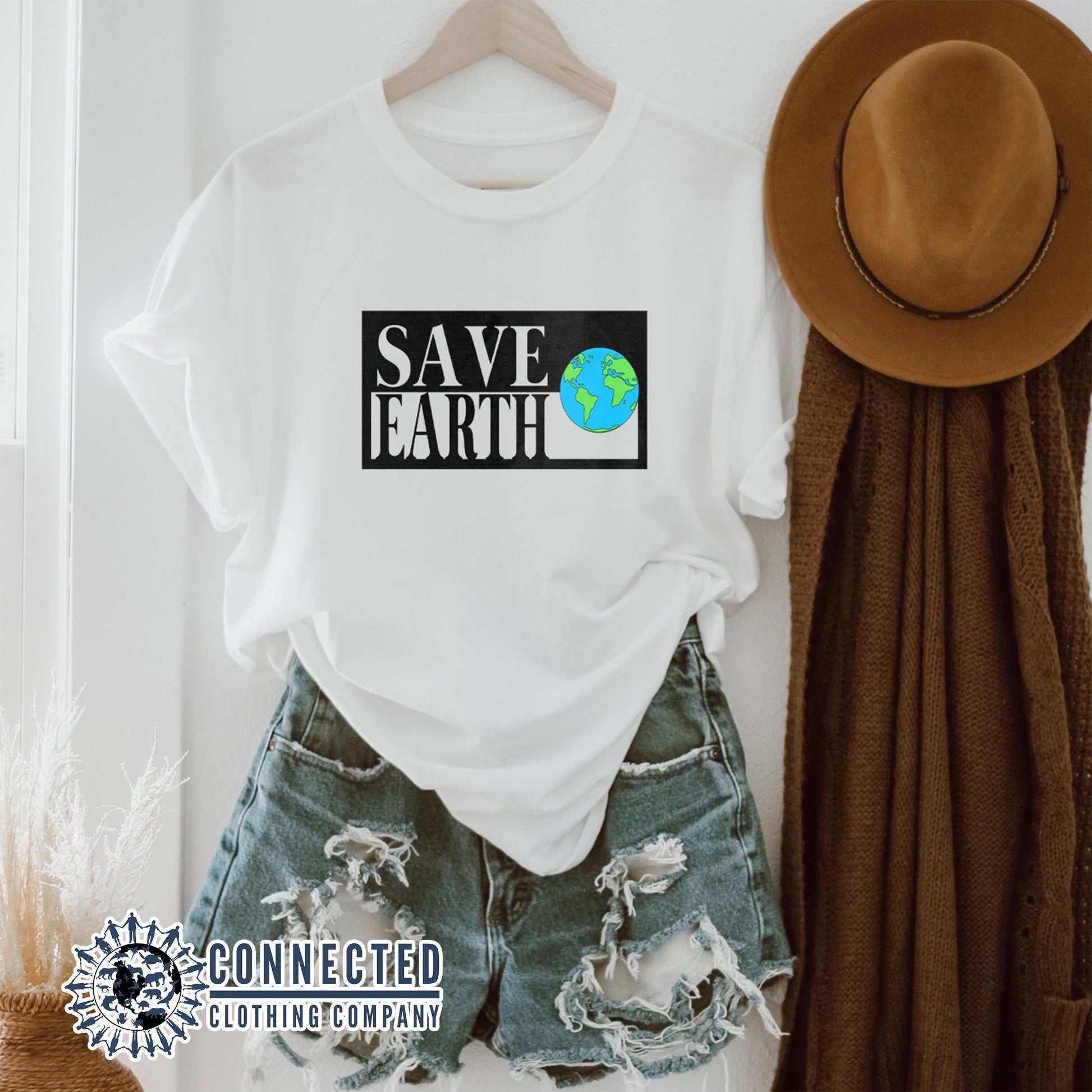 White Save Earth Short-Sleeve T-shirt - sweetsherriloudesigns - Ethically and Sustainably Made - 50% donated to WIRES Wildlife Rescue