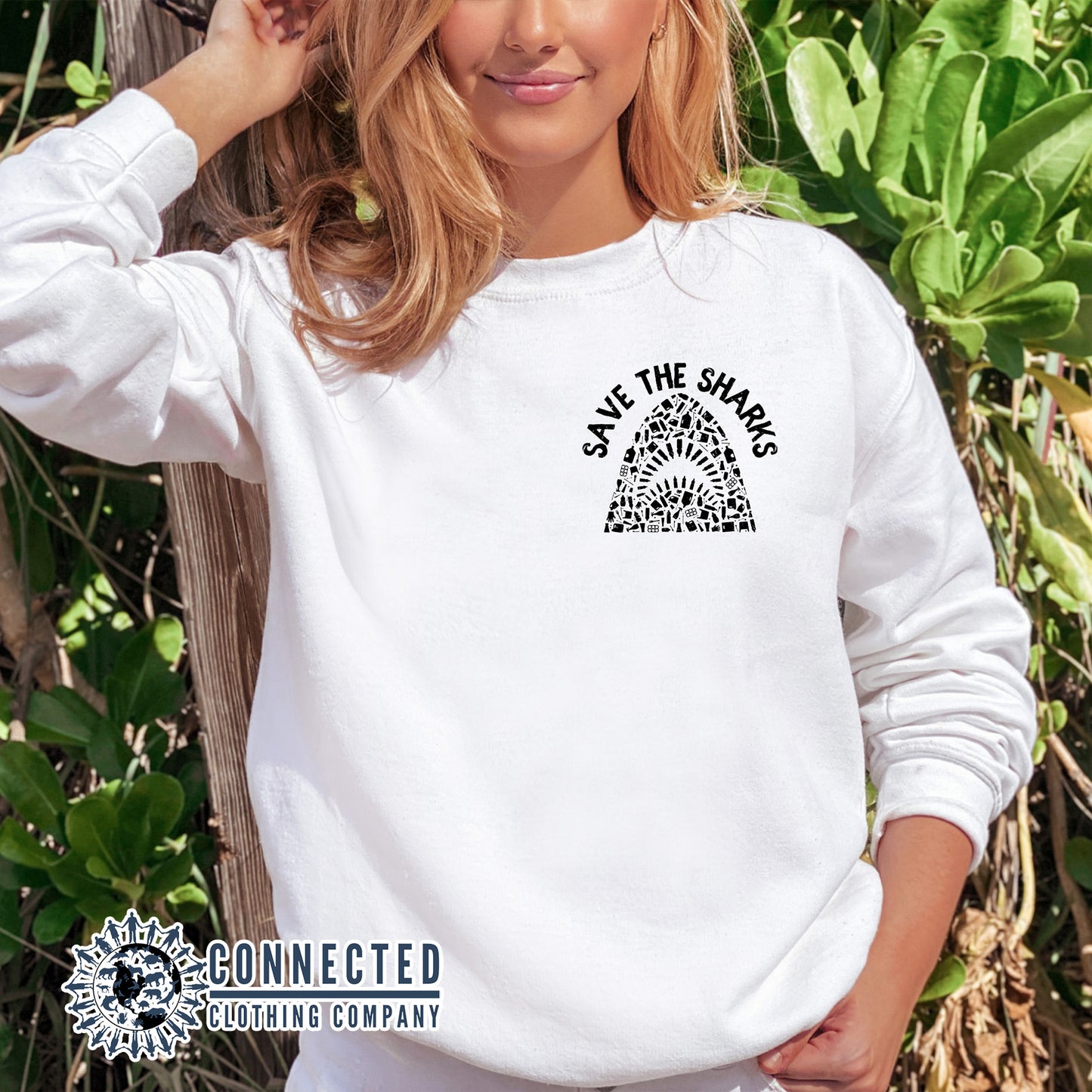 Save The Sharls Crewneck Sweatshirt - sweetsherriloudesigns - 10% of the proceeds are donated to shark conservation