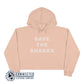Pale Pink Save The Sharks Crop Hoodie - sweetsherriloudesigns - Ethically and Sustainably Made - 10% donated to Oceana shark conservation
