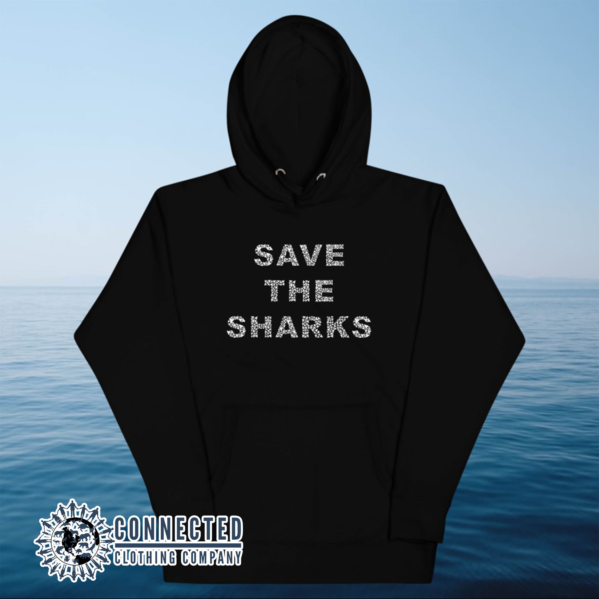 Black Save The Sharks Unisex Hoodie - sweetsherriloudesigns - Ethically and Sustainably Made - 10% donated to Oceana shark conservation