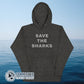 Charcoal Save The Sharks Unisex Hoodie - sweetsherriloudesigns - Ethically and Sustainably Made - 10% donated to Oceana shark conservation