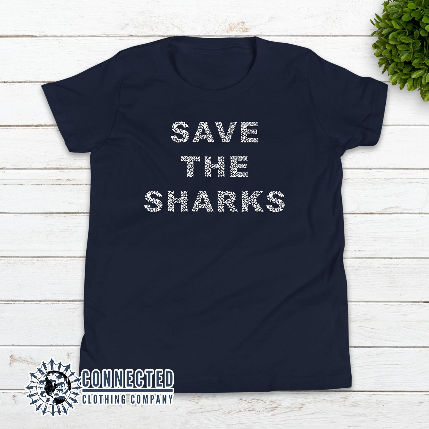 Navy Save The Sharks Youth Short-Sleeve Tee - sweetsherriloudesigns - 10% of profits donated to Oceana shark conservation