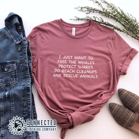 Mauve I Just Want To Save The World Short-Sleeve Tee - architectconstructor - 10% of profits donated to Mission Blue ocean conservation