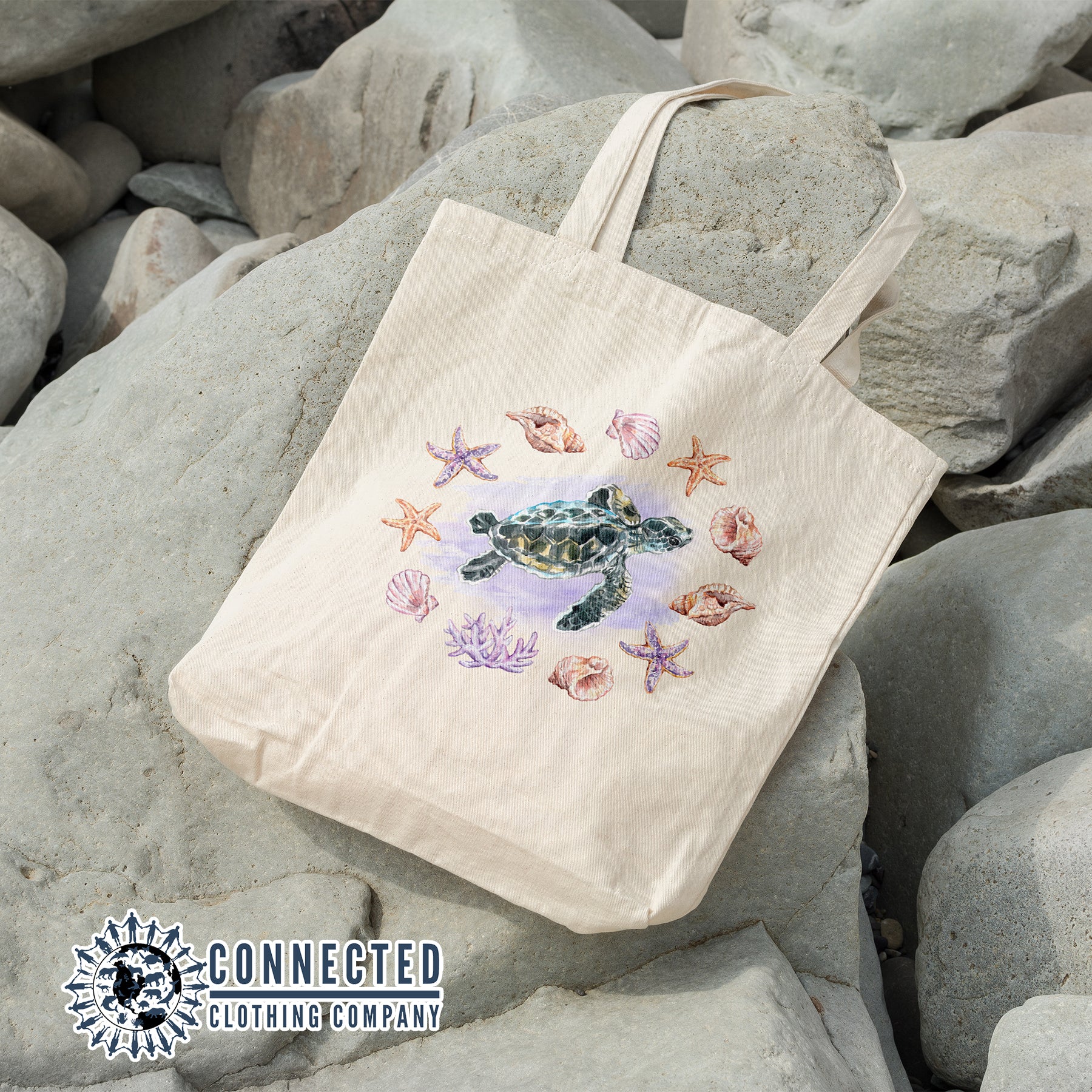 Sea Turtle Seashells Tote Bag - sweetsherriloudesigns - 10% of proceeds donated to ocean conservation