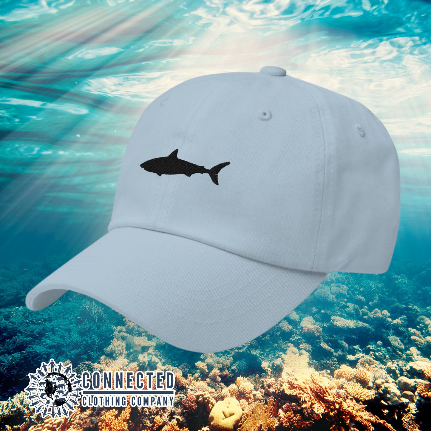 Blue Shark Cotton Cap - sweetsherriloudesigns - Ethical & Sustainable Clothing That Gives Back - 10% donated to Oceana shark conservation