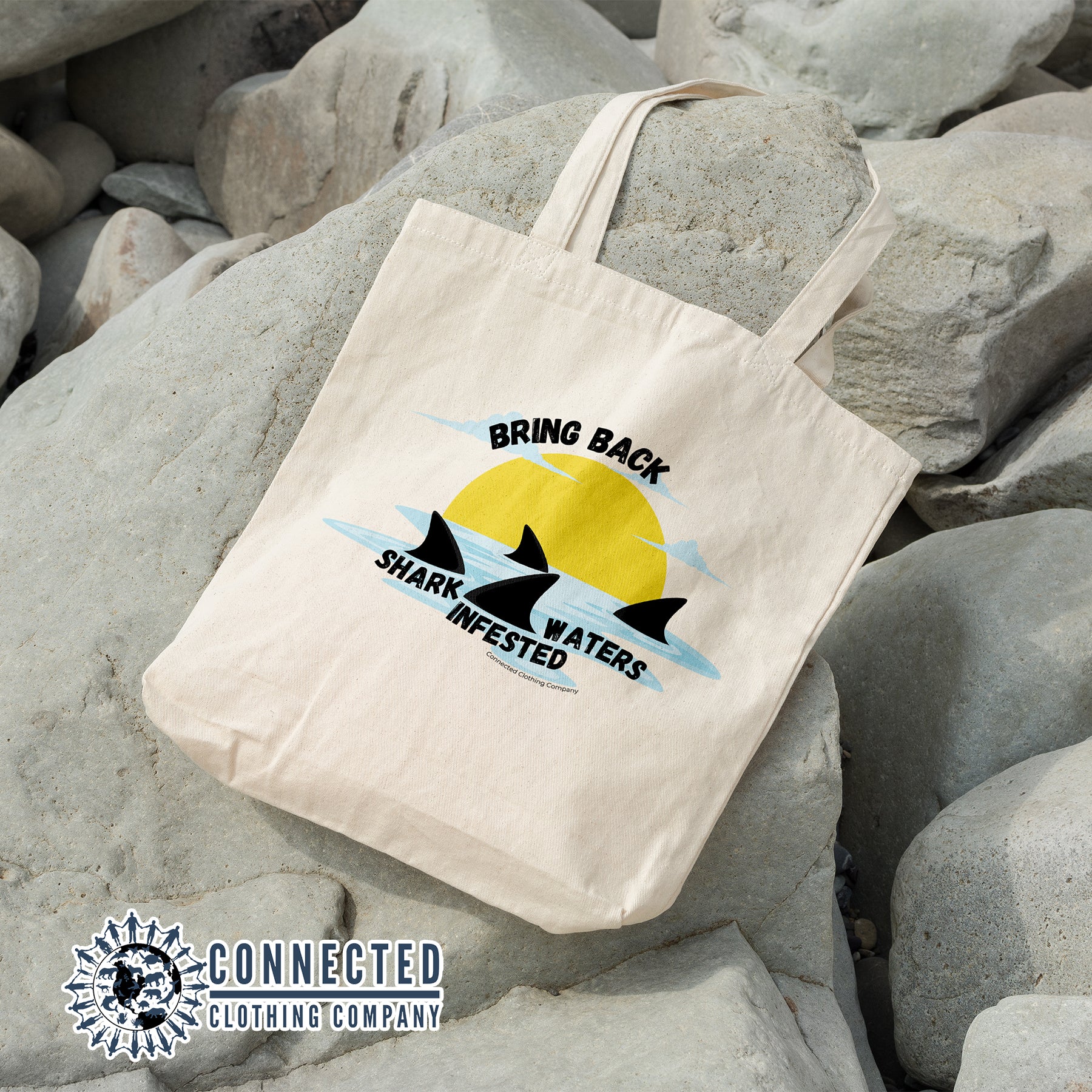 Shark Infested Waters Tote Bag - sweetsherriloudesigns - 10% of proceeds donated to shark conservation