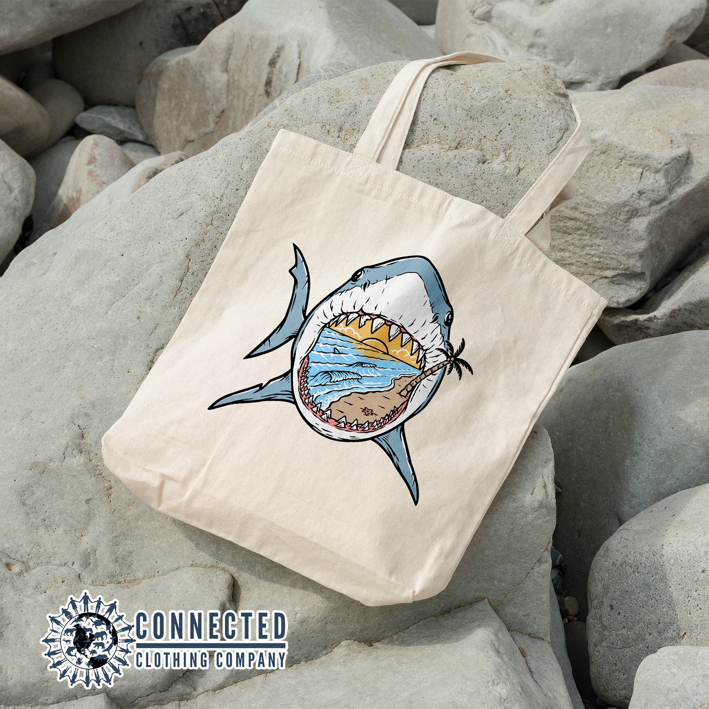 Shark Jaws Beach Tote Bag - sweetsherriloudesigns - 10% of proceeds donated to shark conservation