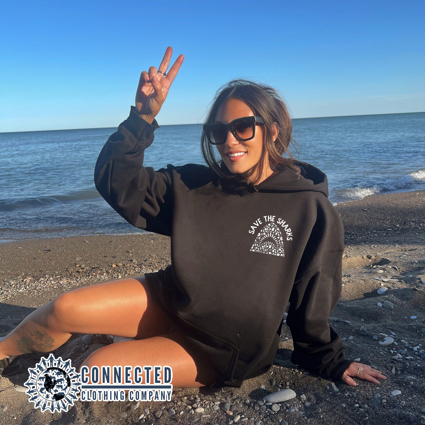 Save The Sharks Jaws Hoodie Sweatshirt - sweetsherriloudesigns - 10% of proceeds donated to shark conservation