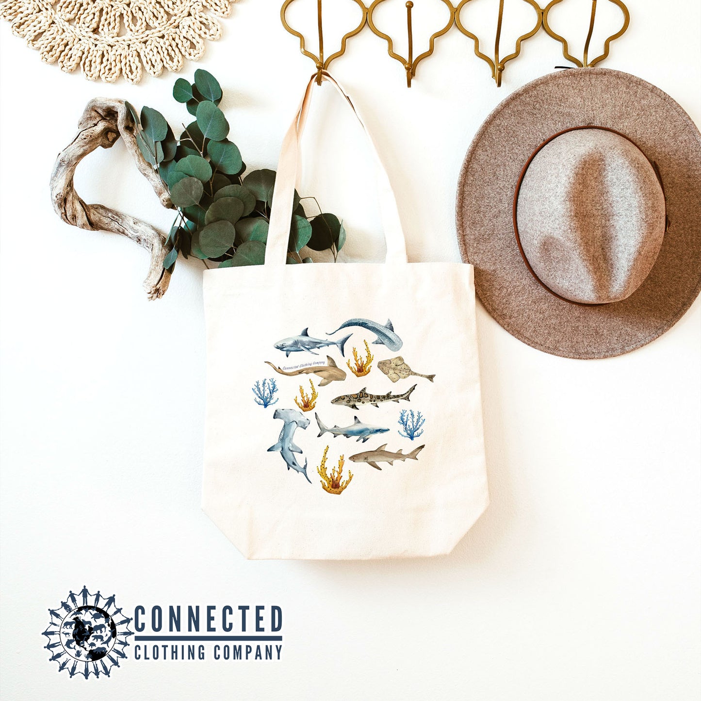 Shark Watercolor Tote - sweetsherriloudesigns - Ethically and Sustainably Made - 10% donated to Oceana shark conservation
