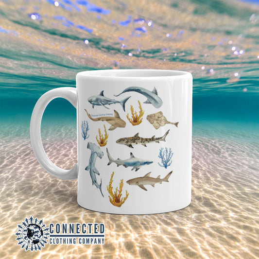 White Shark Ocean Watercolor Classic Mug - getpinkfit - Ethically and Sustainably Made - 10% of profits donated to shark conservation and ocean conservation