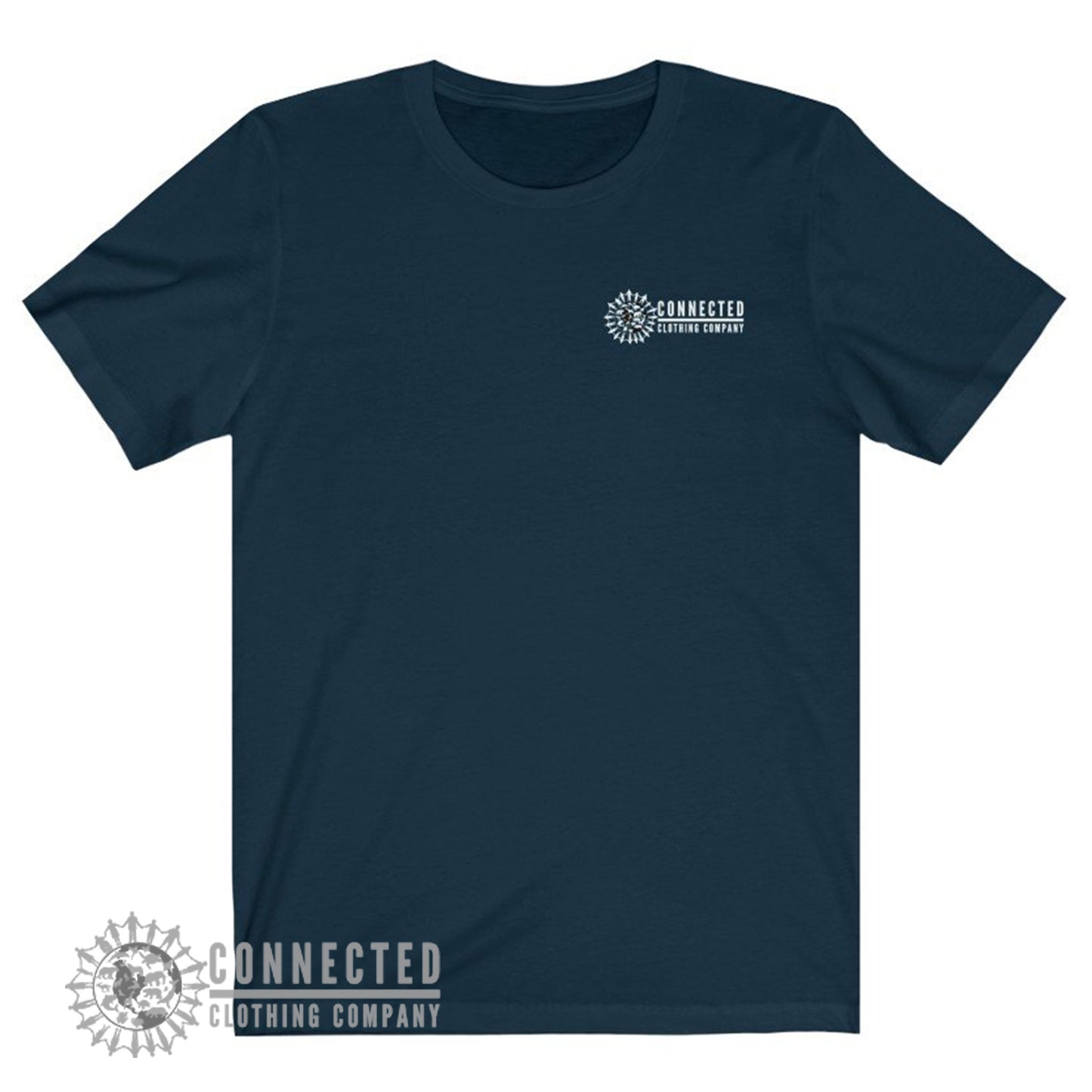 Front of Navy Show Humanity Short-Sleeve Tee shows sweetsherriloudesigns Logo - sweetsherriloudesigns - Ethically and Sustainably Made - 10% donated to animal rescue