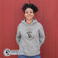 Model wearing Carbon Grey Giraffe Silent Extinction Unisex Hoodie - sweetsherriloudesigns - 10% of profits donated to the Giraffe Conservation Foundation