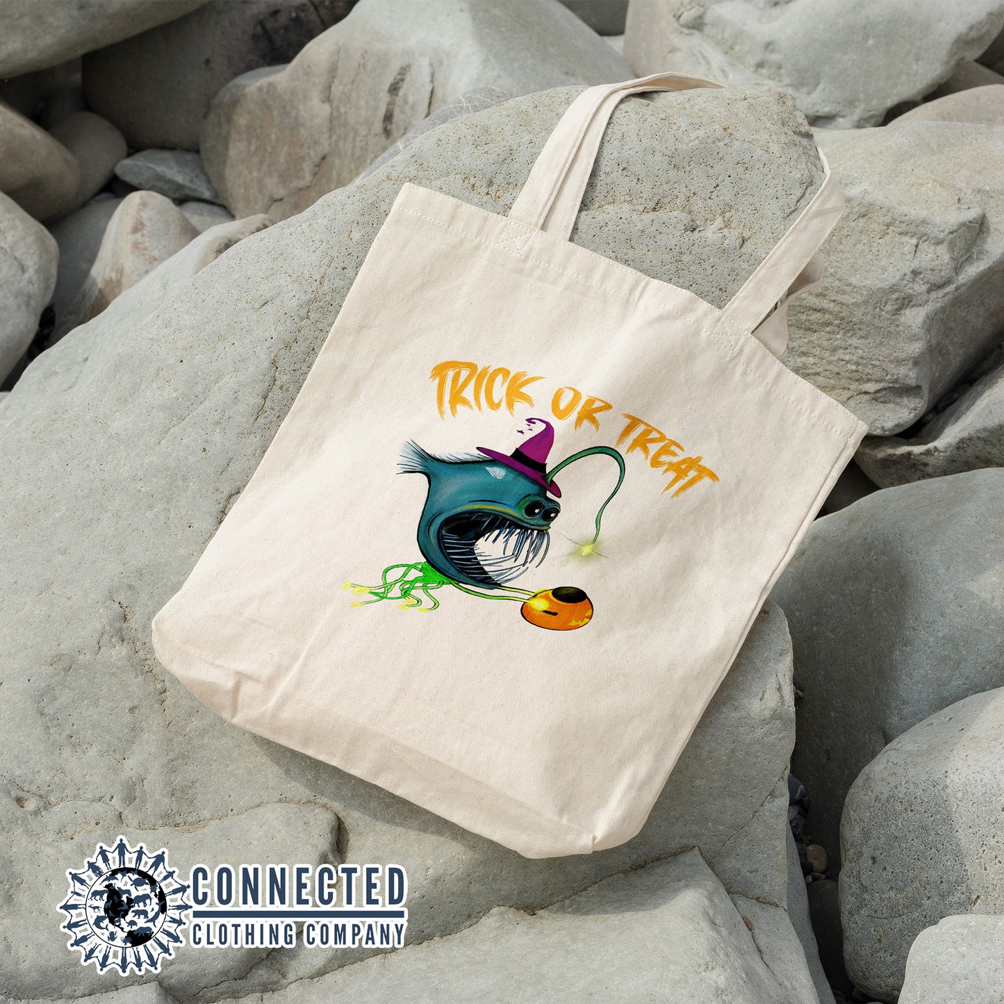 Trick or Treat Anglerfish Tote Bag - sweetsherriloudesigns - 10% of proceeds donated to ocean conservation