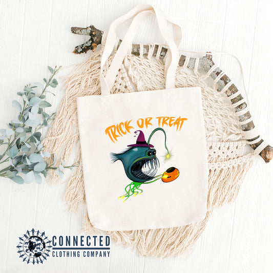 Trick or Treat Anglerfish Tote Bag - architectconstructor - 10% of proceeds donated to ocean conservation