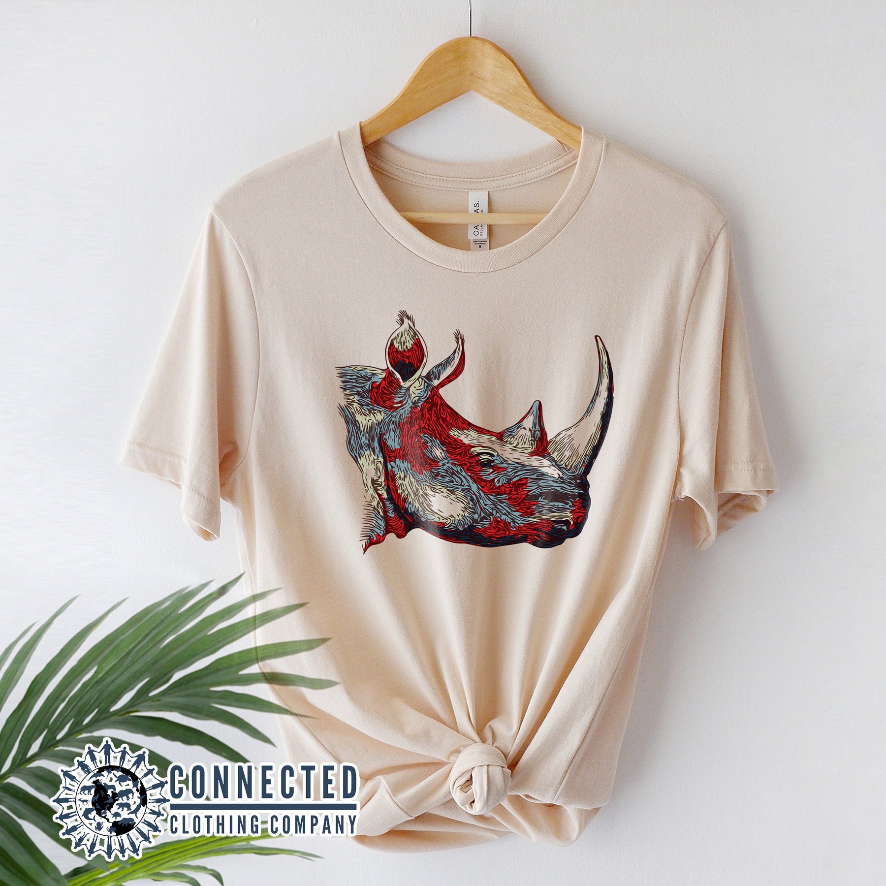Hanger With Soft Cream Vanishing Into Extinction Rhino Tshirt - sweetsherriloudesigns - Ethically and Sustainable Clothing - 10% of proceeds are donated to rhino conservation
