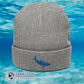 Grey Whale Shark Embroidered Recycled Cuffed Beanie - sweetsherriloudesigns - Ethically and Sustainably Made - 10% donated to Mission Blue ocean conservation