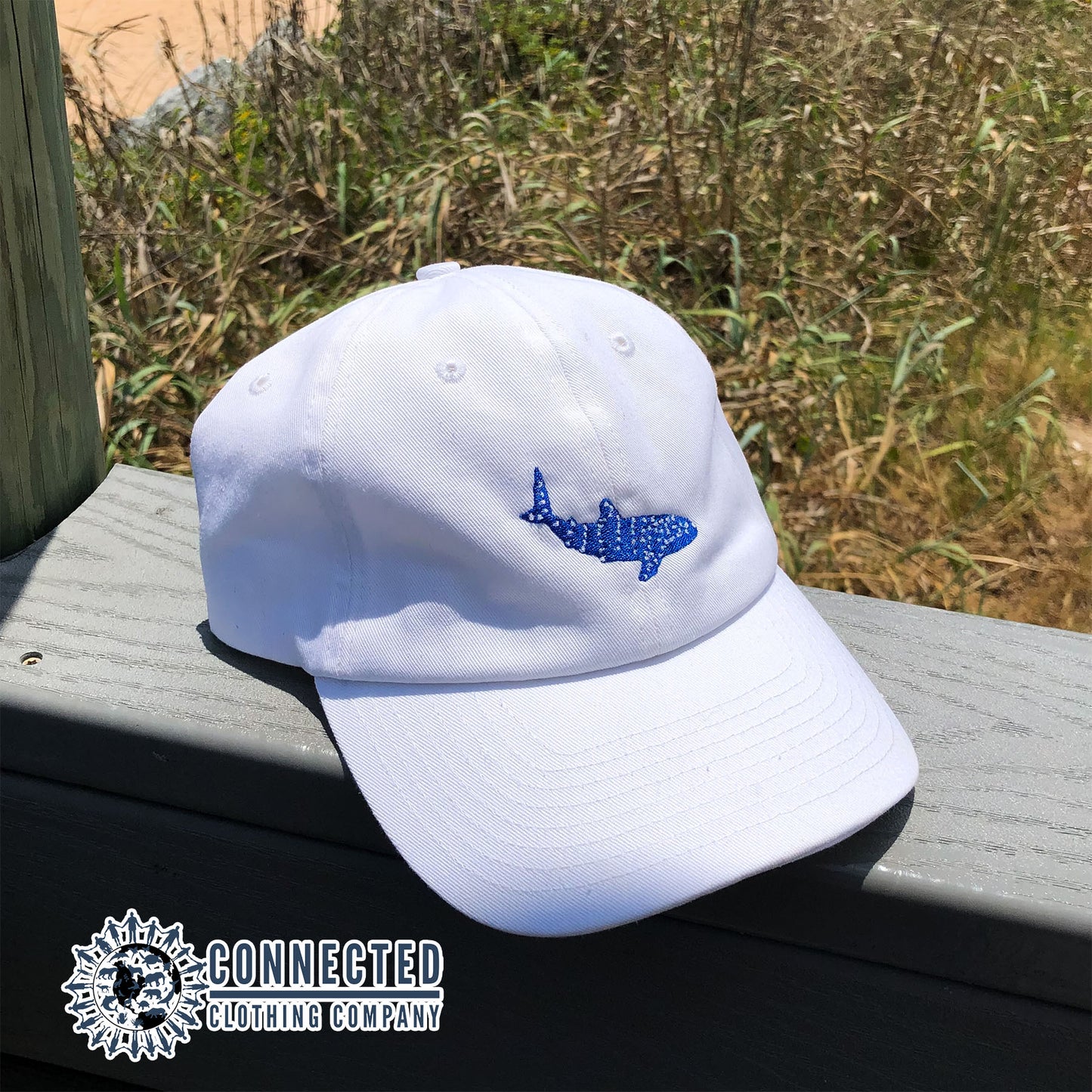 White Whale Shark Cotton Cap - sweetsherriloudesigns - Ethically and Sustainably Made - 10% donated to Mission Blue ocean conservation
