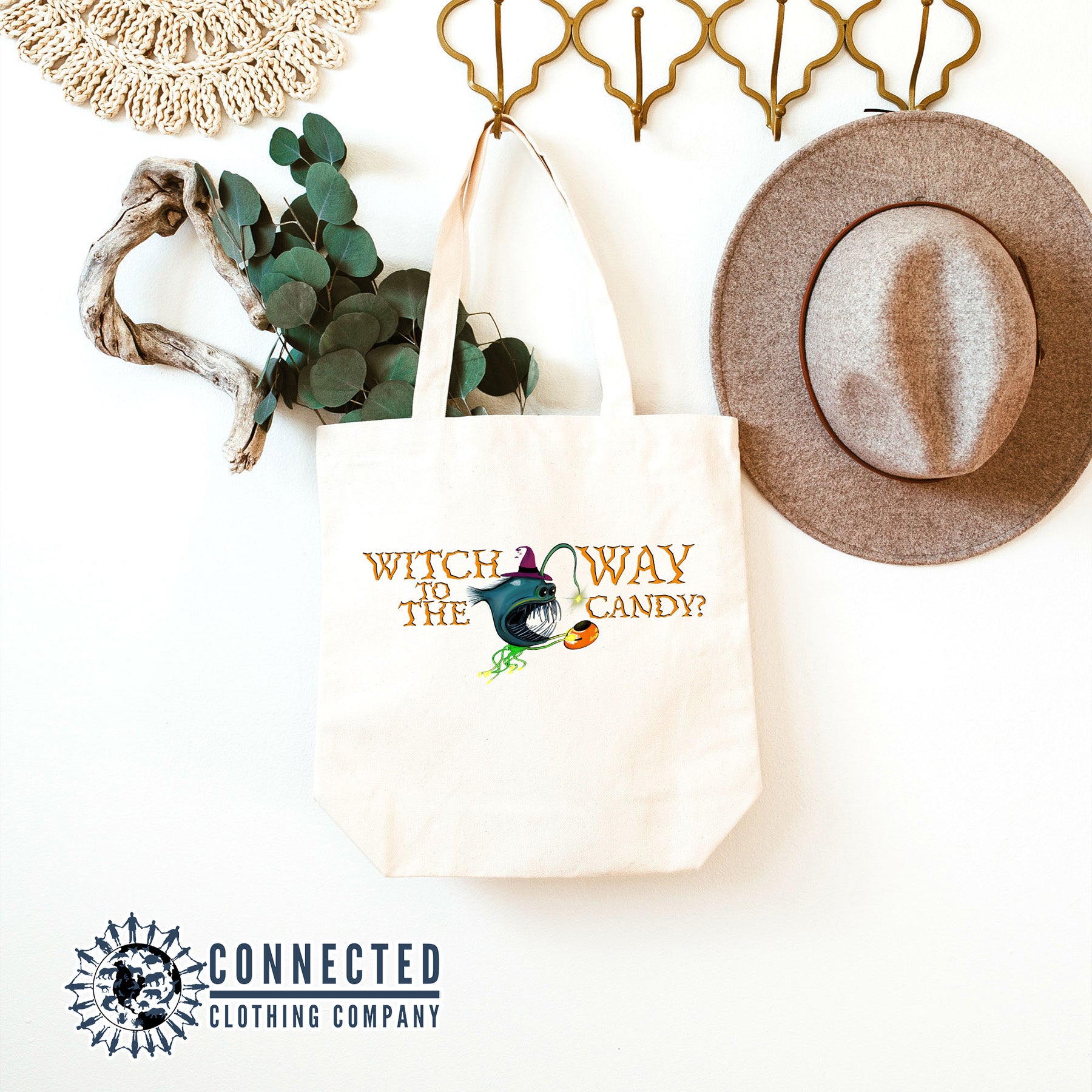 Witch Way To The Candy Anglerfish Tote Bag - sweetsherriloudesigns - 10% of proceeds donated to ocean conservation