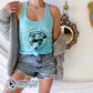 Model Wearing Tahiti Blue Respect Foster Volunteer Educate Women's Tank Top - sweetsherriloudesigns - Ethically and Sustainably Made - 10% of profits donated to the SPCA animal rescue humane society
