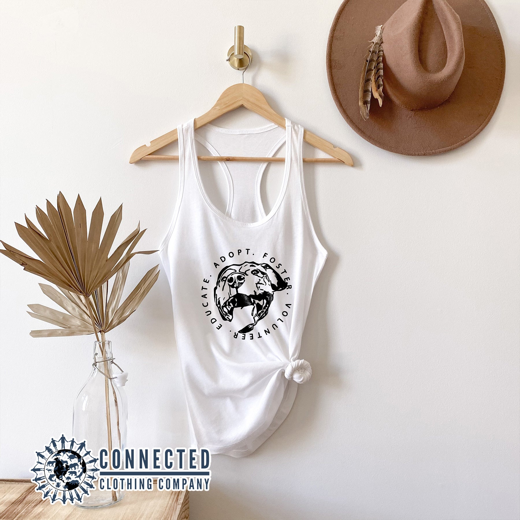 White Respect Foster Volunteer Educate Women's Tank Top - sweetsherriloudesigns - Ethically and Sustainably Made - 10% of profits donated to the SPCA animal rescue humane society