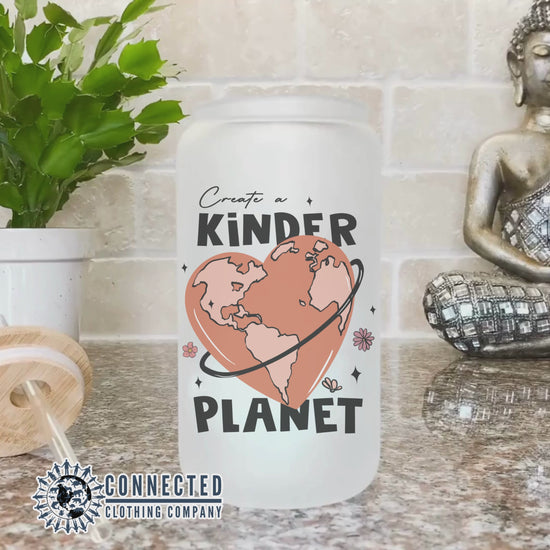 Kinder Planet Glass Can - sweetsherriloudesigns - 10% of proceeds donated to ocean conservation