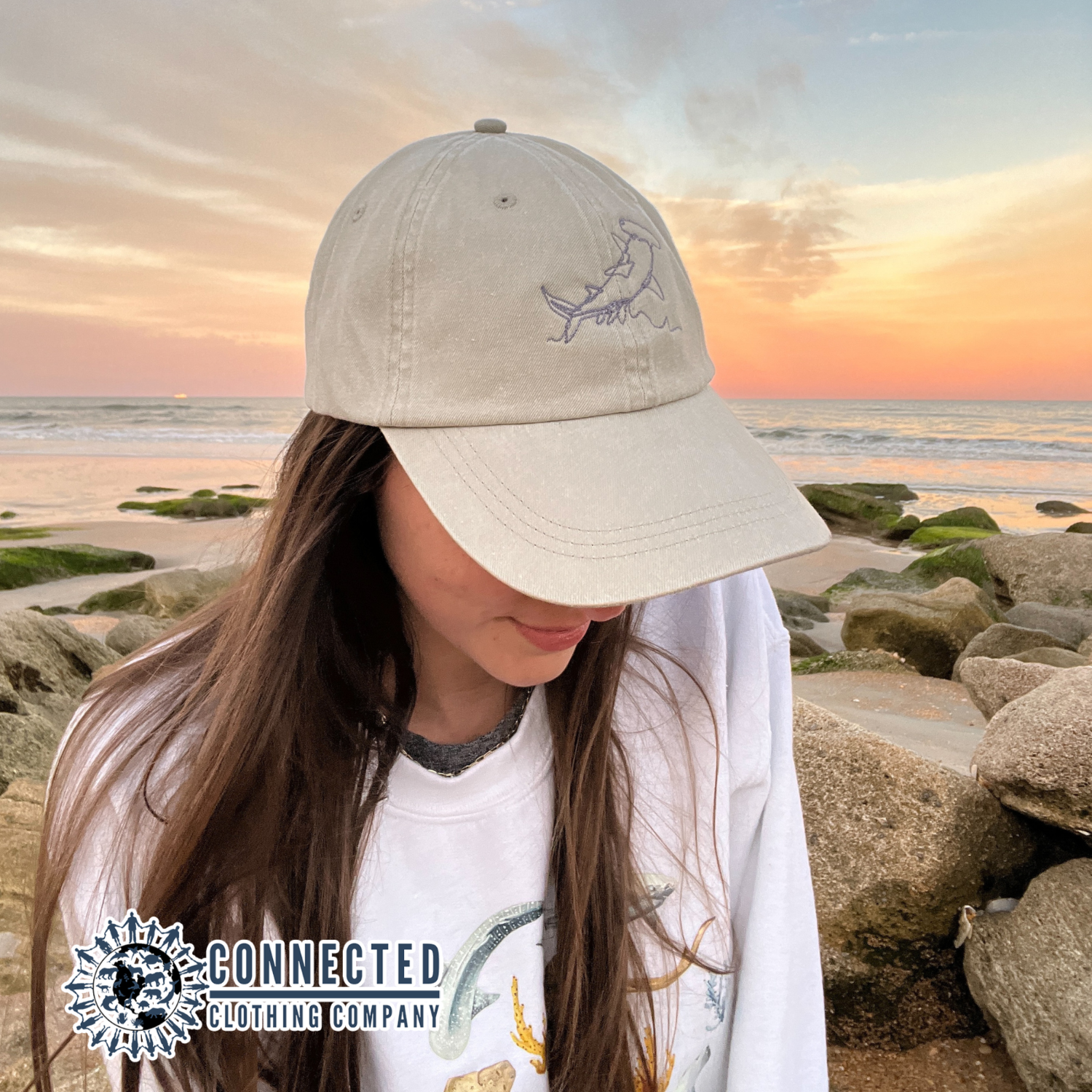 Hammerhead Shark Embroidered Hat - sweetsherriloudesigns - 10% of proceeds donated to ocean conservation