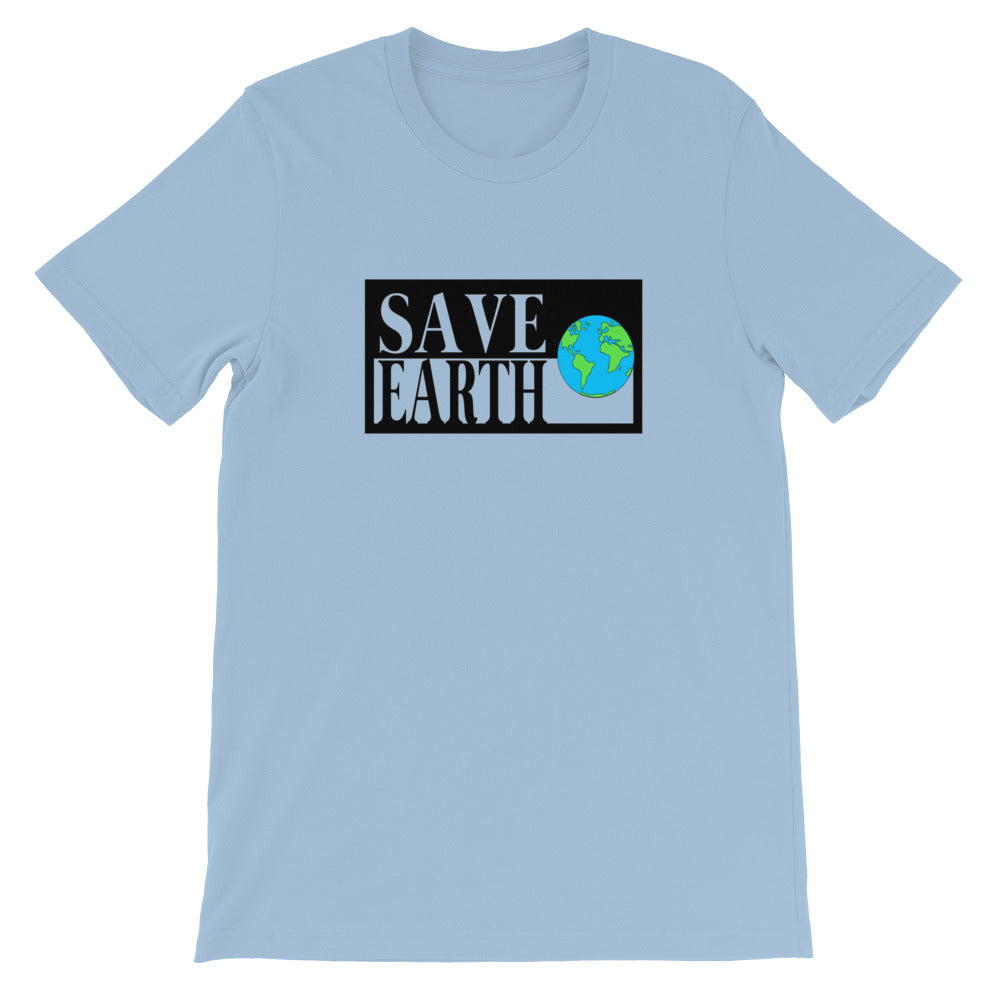 Light Blue Save Earth Short-Sleeve T-shirt - sweetsherriloudesigns - Ethically and Sustainably Made - 50% donated to WIRES Wildlife Rescue
