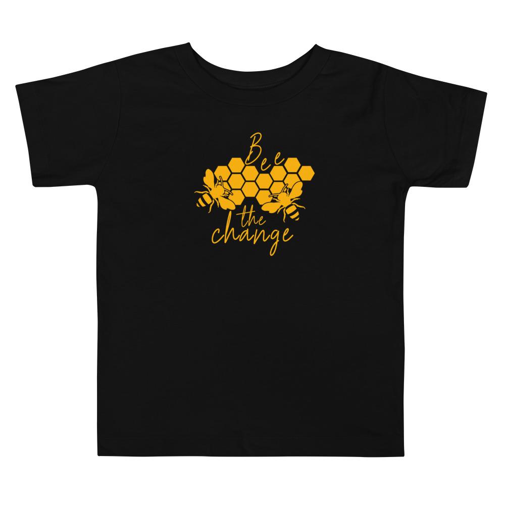 Bee The Change Toddler Short-Sleeve Tee in Black - sweetsherriloudesigns - 10% of profits donated to The Honeybee Conservancy, supporting bee conservation and building bee habitats