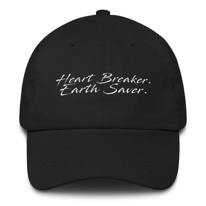 Front of Black Heart Breaker. Earth Saver. Cotton Cap - sweetsherriloudesigns - 10% of profits donated to ocean conservation