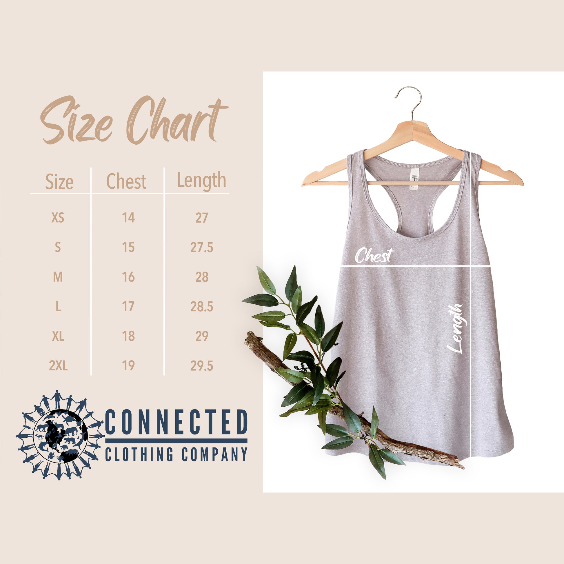 Size Chart for Protect Our Sharks Women's Tank Top - sweetsherriloudesigns - Ethically and Sustainably Made - 10% of profits donated to Oceana shark conservation