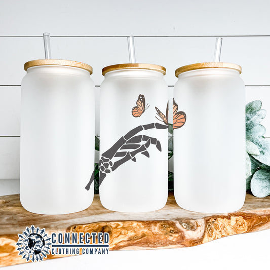 Skeleton Monarch Glass Can - getpinkfit - 10% of proceeds donated to Monarch Joint Venture