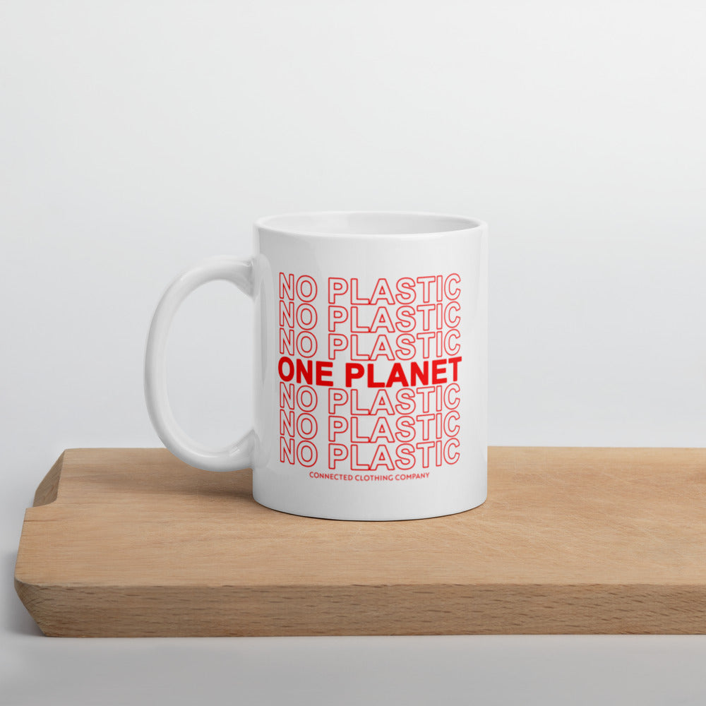 No Plastic One Planet Classic Mug - sweetsherriloudesigns - Ethical and Sustainable Apparel - 10% of proceeds donated to ocean conservation