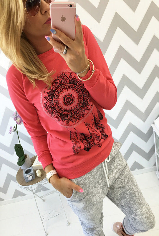 2017 New Womens Autumn Long Sleeve Hoodie Sweatshirt Print Casual Hooded Coat Pullover