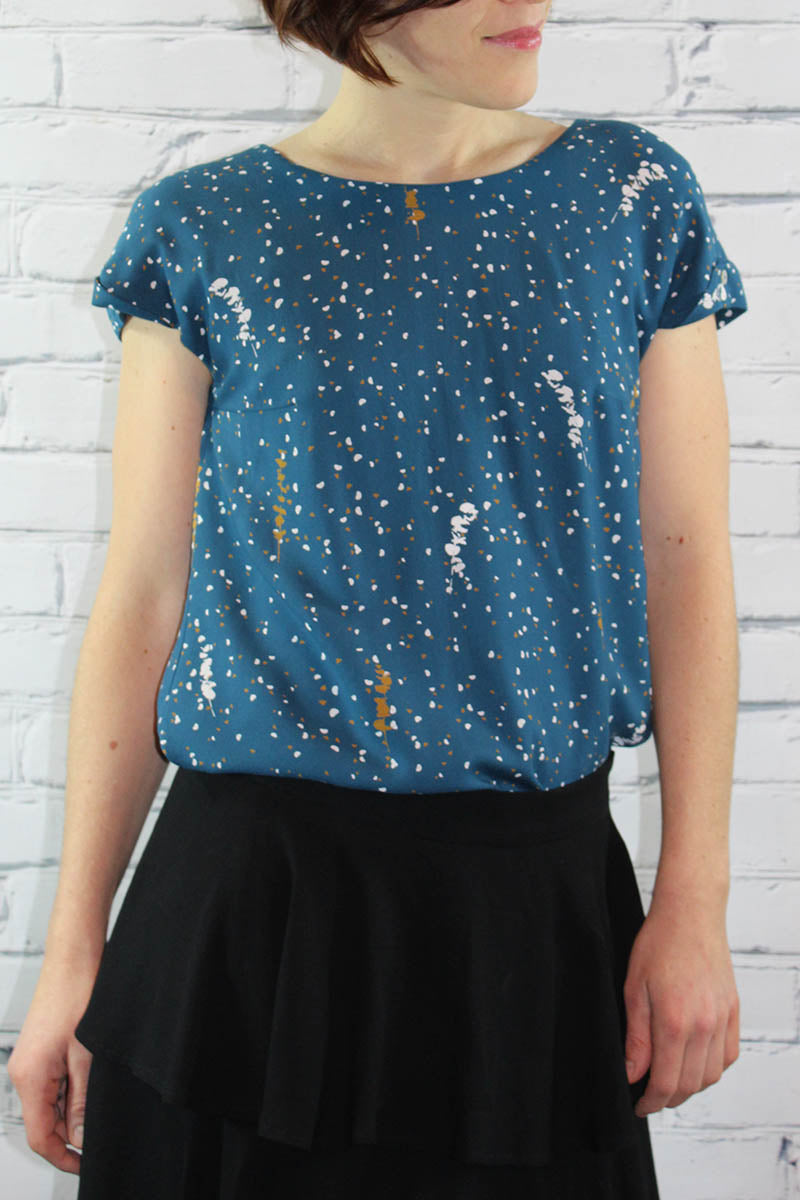 Églantine & Zoé - Lyptus Petrol Blue Viscose Crepe Fabric