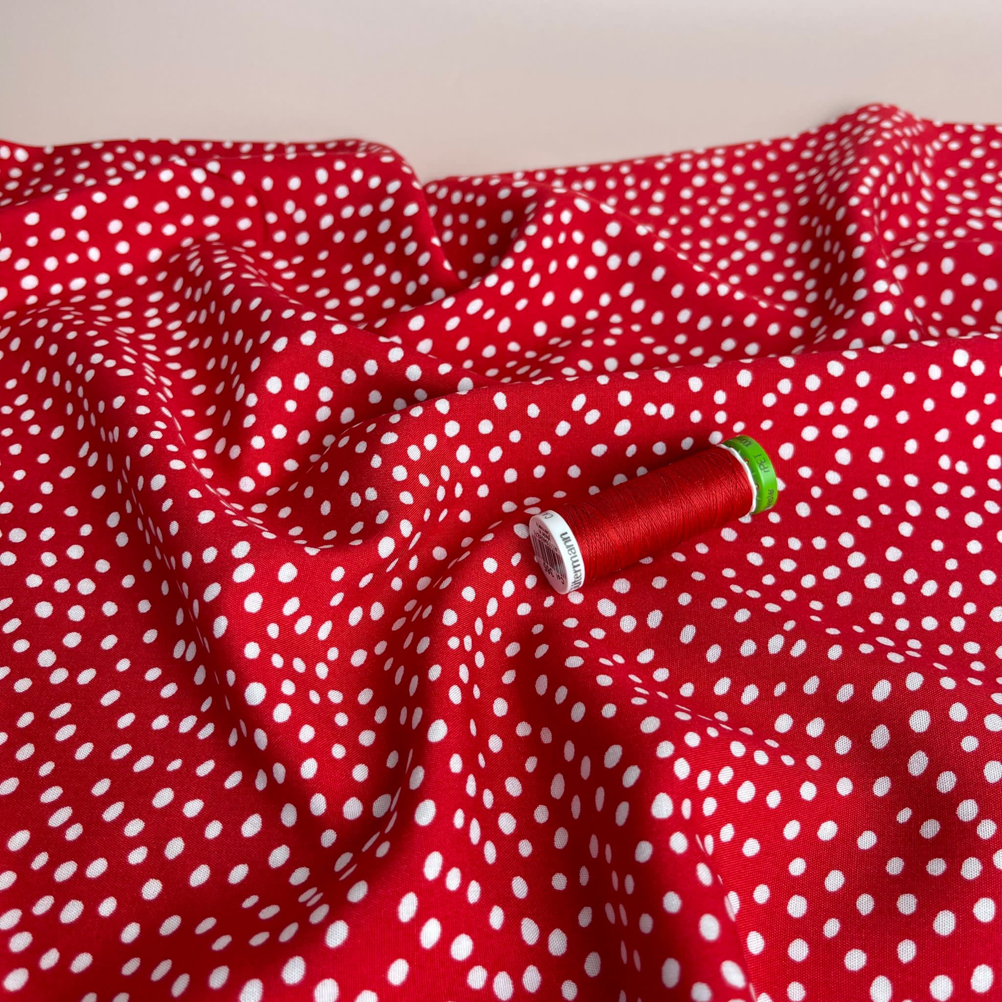 Dense Dots Red Viscose / Rayon Fabric