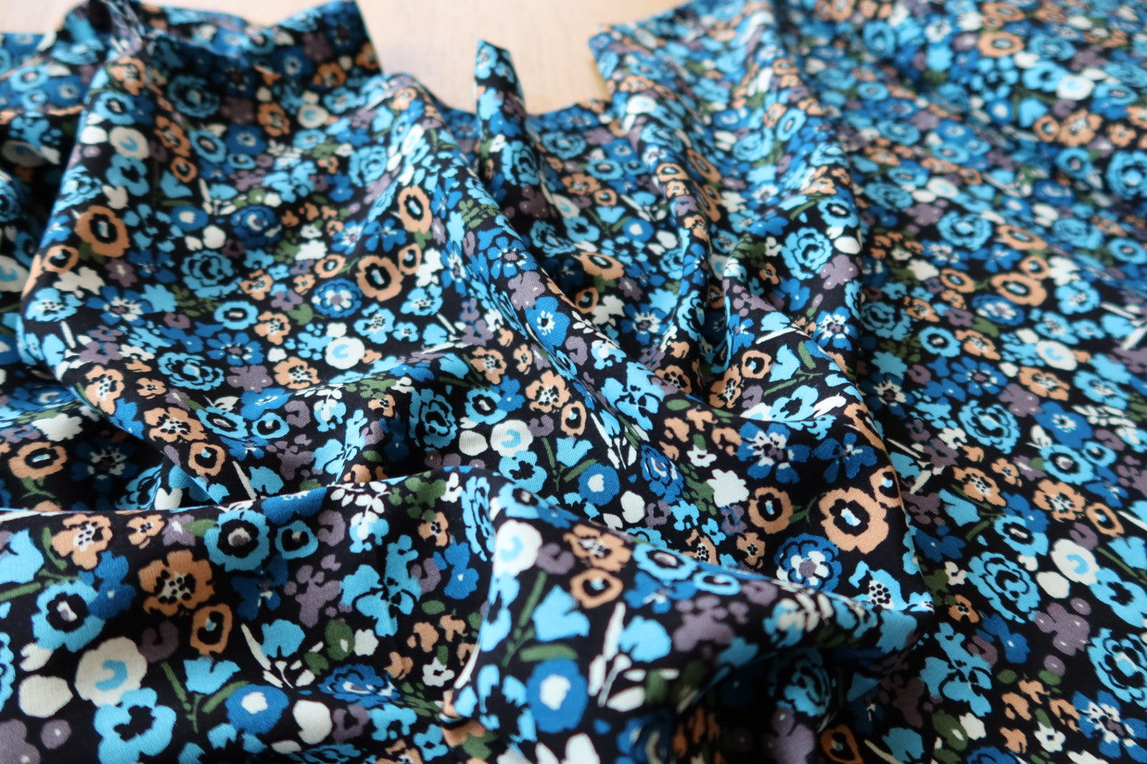 Annabelle Petrol Blue Viscose Poplin