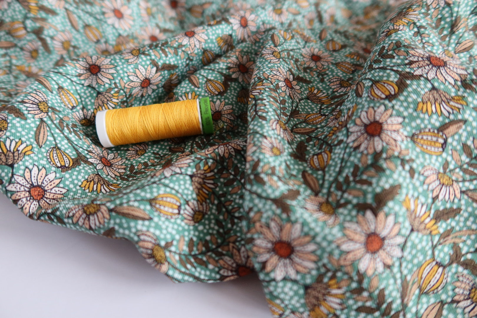 REMNANT 0.62 Metre - Ornamental Sunflowers Viscose Twill Fabric