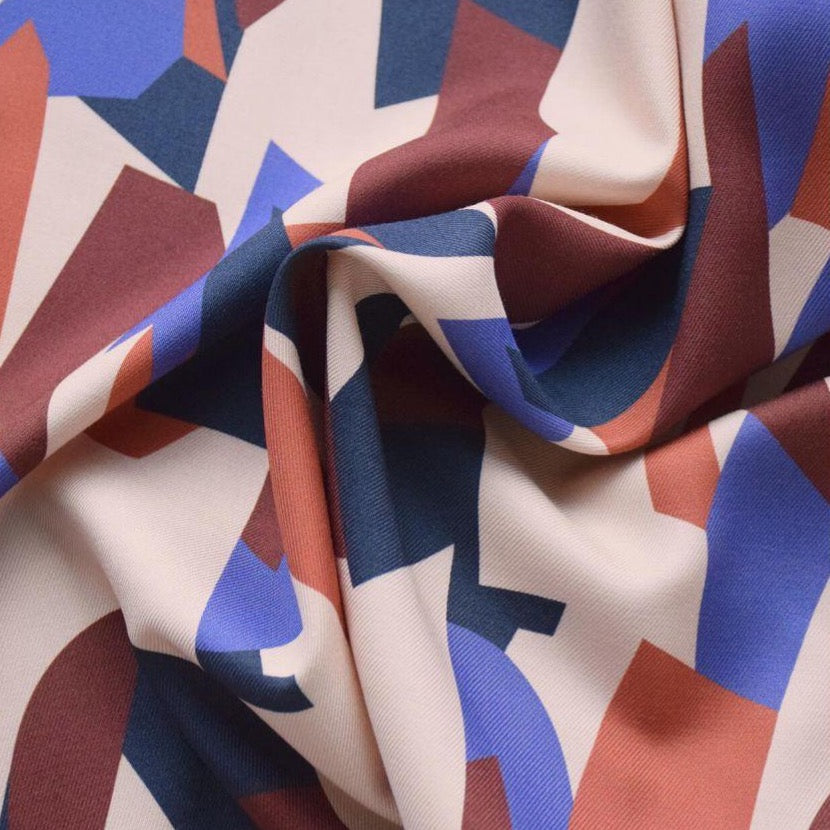 Cousette - Cubisme Iris Viscose Twill Fabric