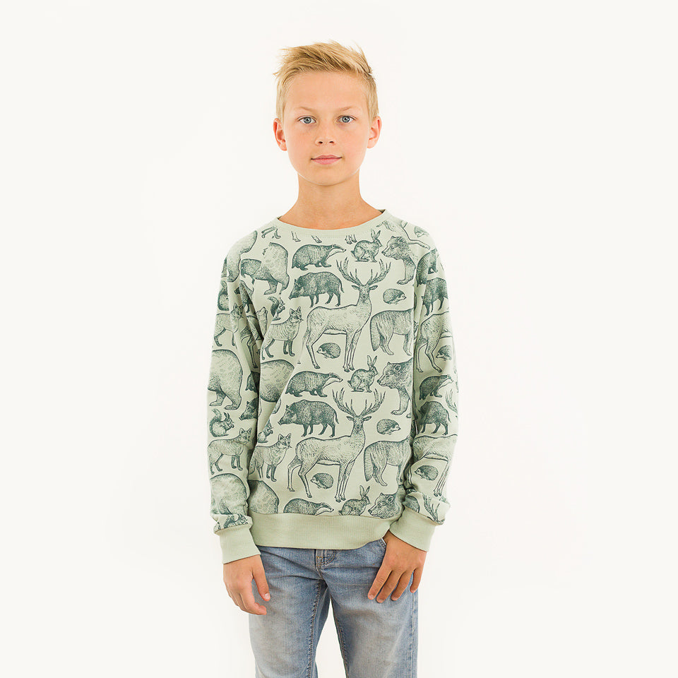 See You At Six - Forest Animals Gray Aqua French Terry