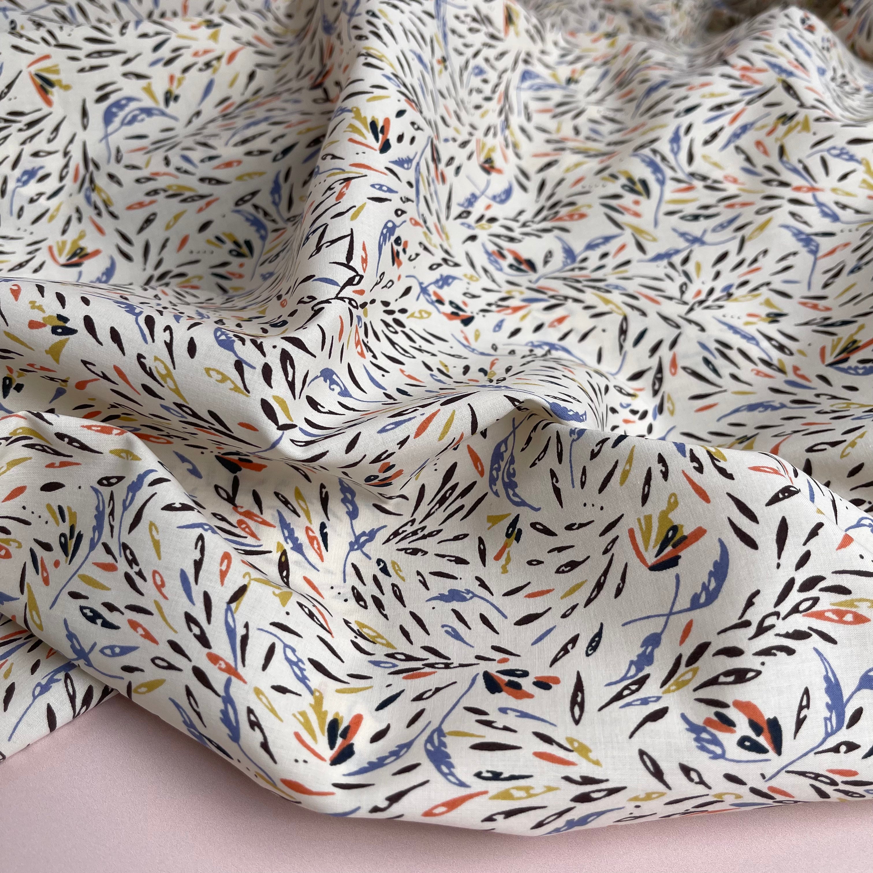 Windy Off-White Cotton Lawn Fabric