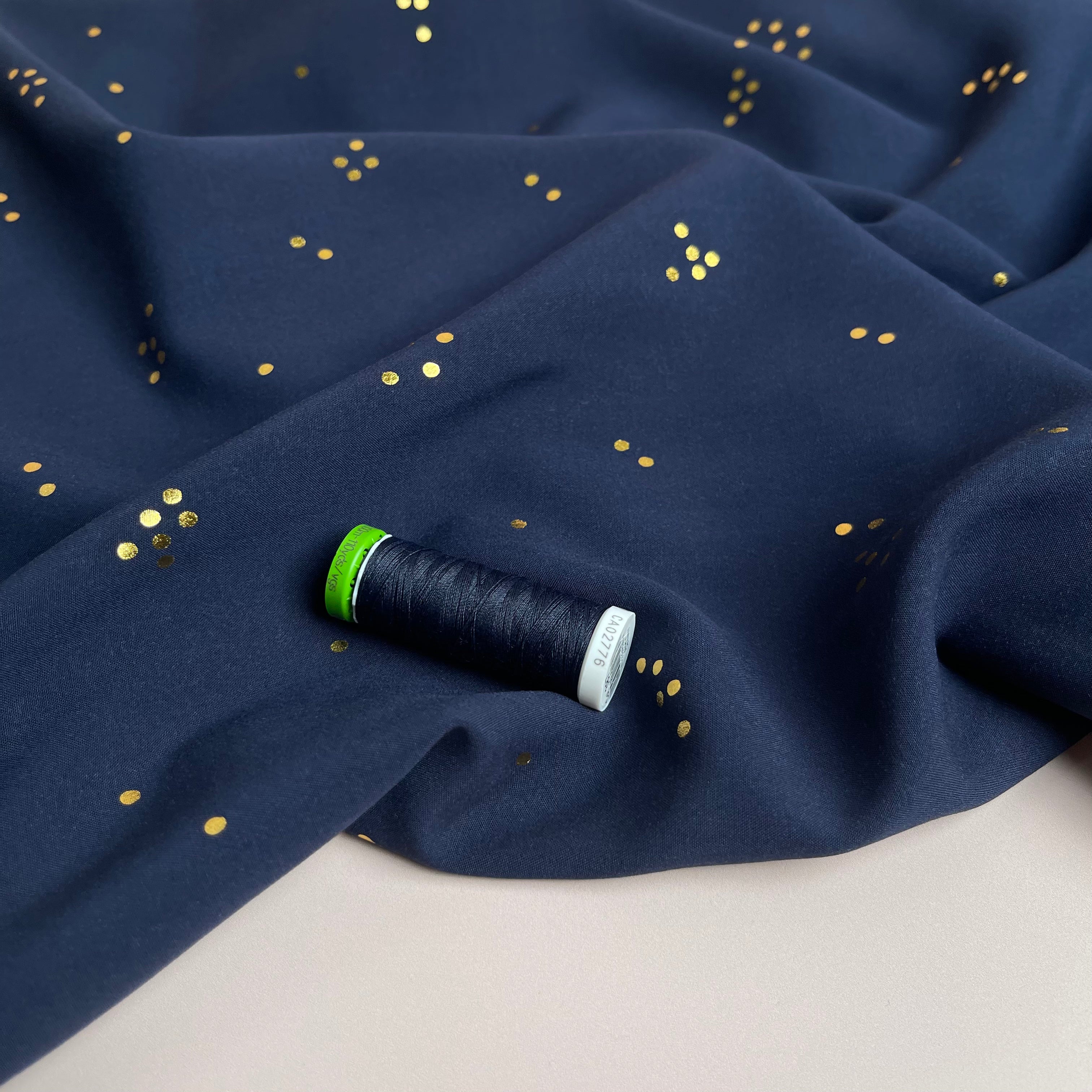 Sparkles in Navy Viscose Fabric